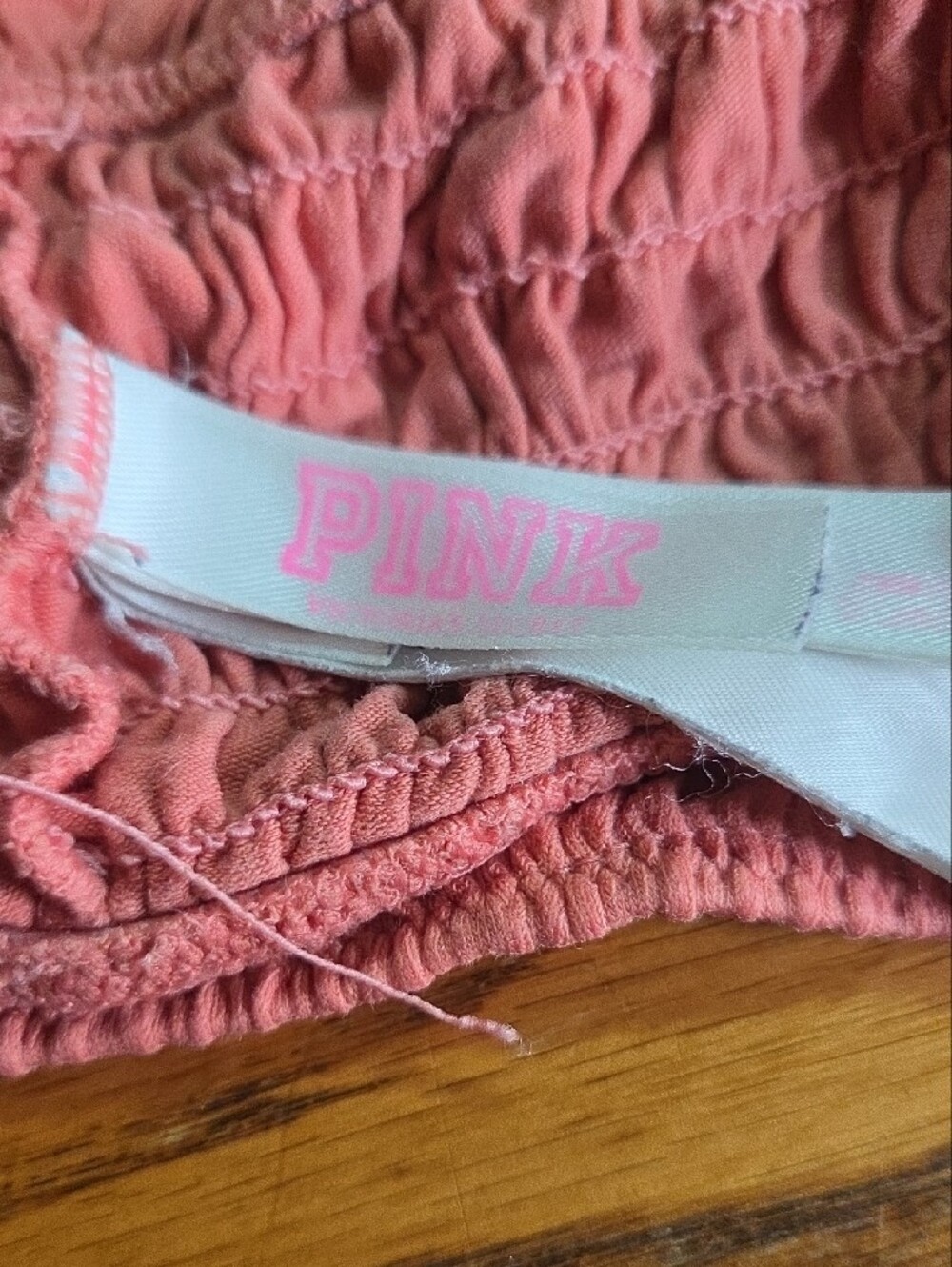 PINK Victoria's Secret Coral Smocked Bralette - Picture 6 of 7